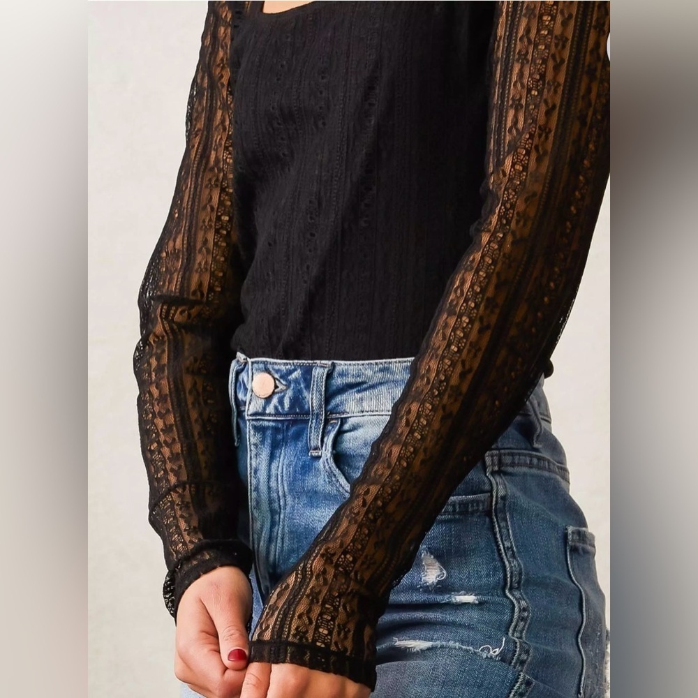 Willow + Root Black Lace Bodysuit Size S - Picture 3 of 12